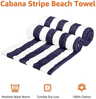 Basics Cabana Stripe Beach Towel - 2 pacote, azul marinho