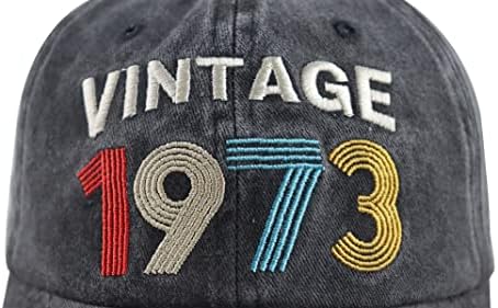 Chapéus vintage 1973 para homens mulheres, engraçado algodão ajustável bordado no 50º bico de beisebol de bordado