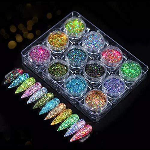 24 colorir unhas glitter pó brilho sparklography lkes para mulheres garotas de unhas decoração/face/corpo/criação