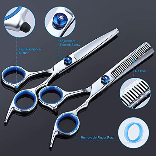 Micoowin 11 PCs Scissors de corte de cabelo de barbeiro Conjunto - Profissional de corte de cabelo de aço inoxidável