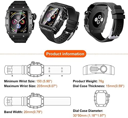 Crepagem de relógio de liga de liga de modificação de luxo Cnhkau e cinta de silicone para Apple Watch