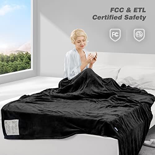 Currecure Electric aquecido cobertor em tamanho real 72 x 84 cobertor aquecido de flanela dupla