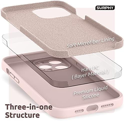 Surphy Compatível com o iPhone 13 Pro Max Case com protetor de tela, capa de telefone de silicone líquido