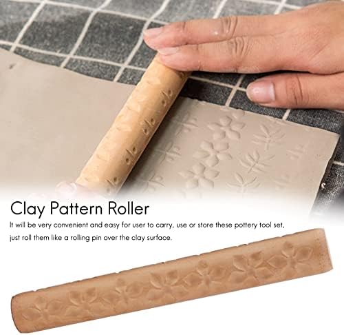 GLDW 5pcs textura de cerâmica Rolos de modelagem de argila Definir kit de ferramentas de cerâmica