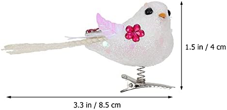 Cabilock 6pcs Aves artificiais com clipe Glitter Foam Birds Bird Statue Estátua de Natal Ornamento Holida