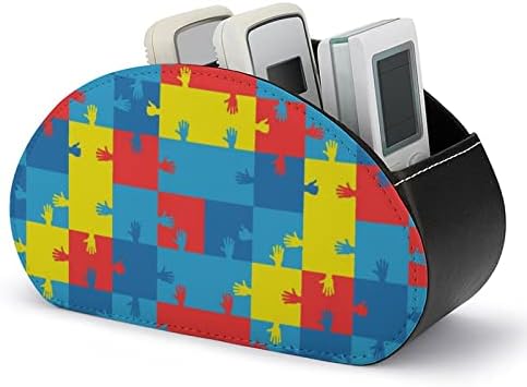 Símbolo de quebra -cabeças e mãos do autismo titulares de controle remoto 5 Caixa de armazenamento de mesa do