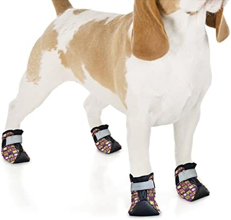 Botas de cães de Halloween DDFs para calçada quente, protetores de pata de cães de 4 pacote com tiras reflexivas