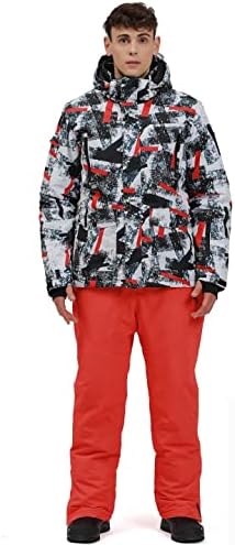 Terno de esqui masculino da Yeefine Men's Snow Suits de duas peças de casaco de snowboard e calças definidas