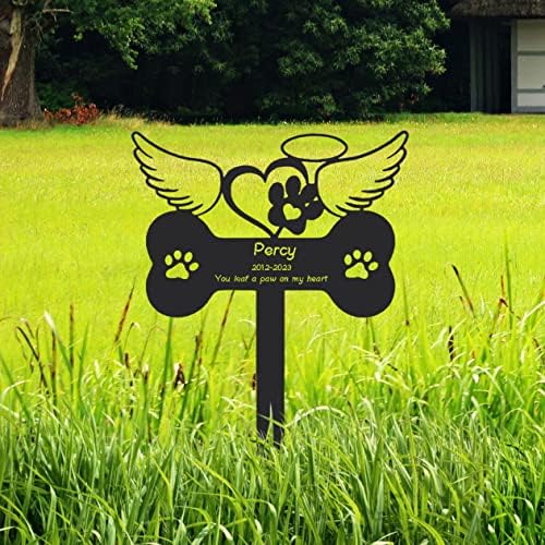 GoodQueen Custom Dog Memorial Grave Marker, Stake personalizada de memorial de cães metal, estaca