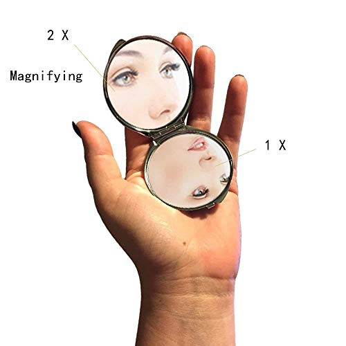 Espelho compacto espelho compacto de espelho duplo e lateral, espelho fechado para homens/mulheres,