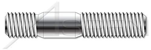 M8-1.25 x 45mm, DIN 938, métrica, craques, extremidade dupla, extremidade de parafuso 1,0 x diâmetro, a2 aço