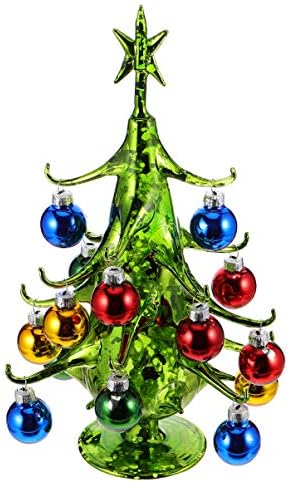 Figuras da árvore de Natal doytool Árvore de Natal Tree Pequena Fatuetas de Vidro Árvore de Natal de