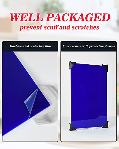 Conjunto de 2 folhas de acrílico de elenco azul escuro e brilhante - ideal para corte a laser, projetos