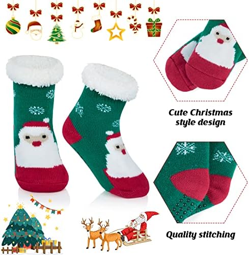 American Trends Kids Slipper Socks Winter Boys Girls Fuzzy Christmas Sock Non Slip Animal Fleece Cozy Meia
