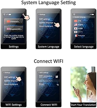 CLGZS Language Translator Dispositivo 70 Idiomas Dispositivo de bolso inteligente dispositivo portátil Wi -Fi/Hotspot