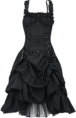 Vestido gótico para mulheres steampunk quadra de princesa vestido sem mangas vestido de punho de punho