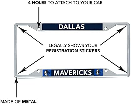 Dallas Mavericks Team NBA Metal Plate Plate Frame para frente ou traseira do carro oficialmente licenciado