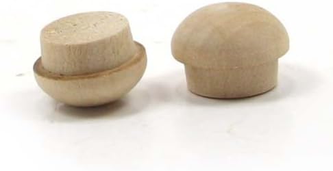 MyLittlewoodshop pkg de 6 - botão de cogumelo - madeira inacabada de haste de 3/8 polegadas