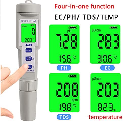 4-em 1 Medidor de pH digital com pH/TDS/EC/Temp Função Testador de qualidade da água para hidroponia bebida
