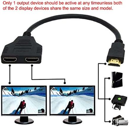JSER HDMI Male para 2 HDMI fêmea 1 em 2 OUT Converter de adaptador de cabo dividido
