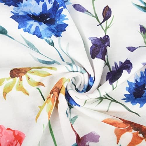 Camisas para mulheres cair na estampa floral de crochê com acabamento vil de pescoço de pescoço camisetas de algodão