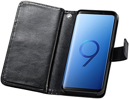 Caixa da carteira Hysjy Galaxy S9, S9 PU couro de couro destacável Slots de 9 cartas de cartas para mulheres