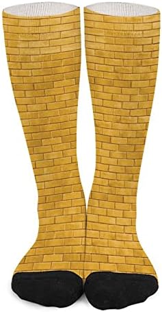 WeedKeyKat Cat Yellow Brick Road Socks Novelty Funny Print Graphic Casual Moderate espessura para o outono da primavera