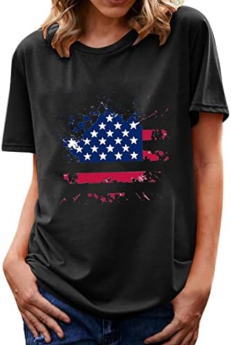 Mulheres 4 de julho Tops American Star Flag listrado Camisetas impressas Camisas básicas de