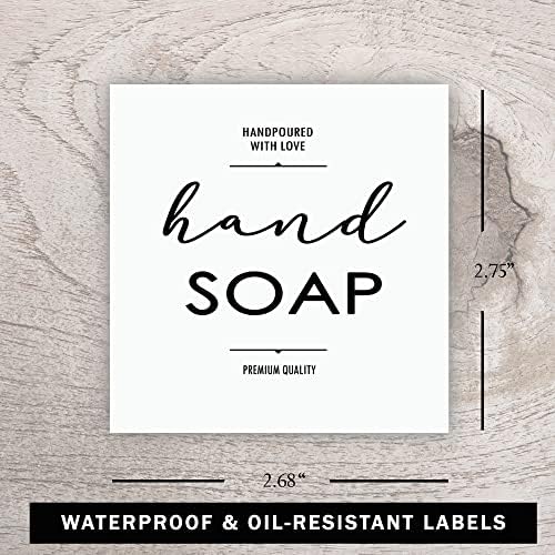 Adesivos de etiqueta de sabão à prova d'água, banheiro moderno/sabonete manual de cozinha rótulos para garrafas de vidro/plástico, etiquetas de limpeza removíveis