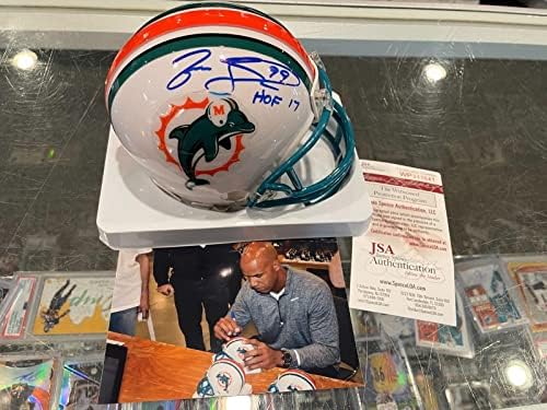 Jason Taylor Miami Dolphins Hof 17 Mini capacete assinado JSA A - Capacetes NFL autografados autografados
