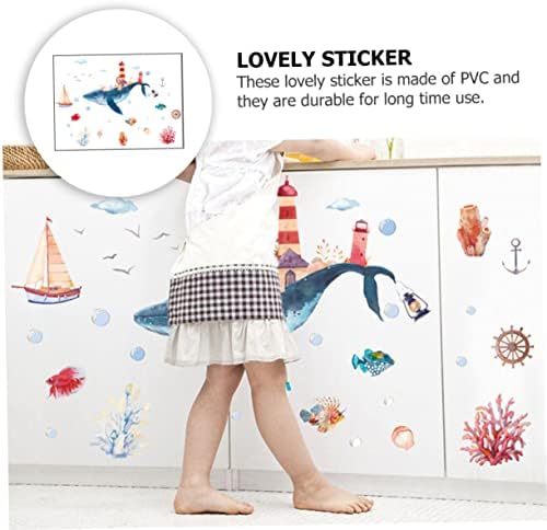 Besportble 1 lençol adesivo de parede de peixe de peixe de peixe adesivos de parede de baleia mural infantil garoto