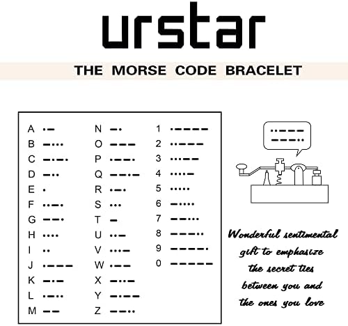 Bracelets de código de UrStar Morse para homens Presentes de graduação, contas de metal na pulseira