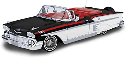 Carro Diecast W/Exibição - 1958 Chevy Impala conversível, preto/branco - Motor Max 79025wlwk - 1/24 Scale