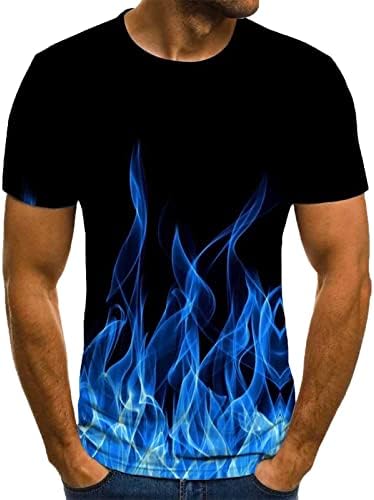 Camisetas de verão para homens manga curta 3d chamas estampadas Crew pescoço esporte esportivo casual