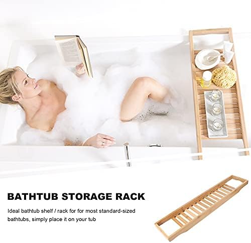 Bandeja de banheira tangista bandeja de banheira de madeira de madeira natural com trilhos rack de chuveiro ideal