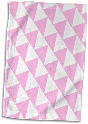 3drose Triangle Pattern - Rosa e branco Retro Diagonal Design - Toalhas