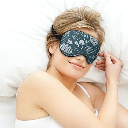 Símbolos náuticos vintage máscara de sono tampas de máscara de olho macias duráveis ​​com cinta ajustável para
