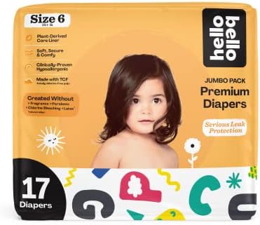 Olá Bello Premium Baby Fregers Tamanho 6 I 17 Contagem de fraldas de bebê descartáveis, extra-absorventes,