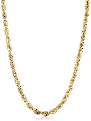 Kooljewelry sólido 14k colar de corrente de corda de ouro amarelo 14k para homens e mulheres