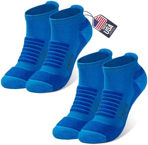 Meias de corrida de lã Merino de 2 pares de 2 pares, feitas em meias esportivas almofadadas dos EUA para homens