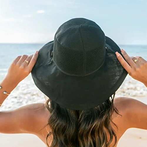 Mulheres Mesh Sun Hats larga larga larga e respirável boné de praia Floral upf50+ chapéu de pesca