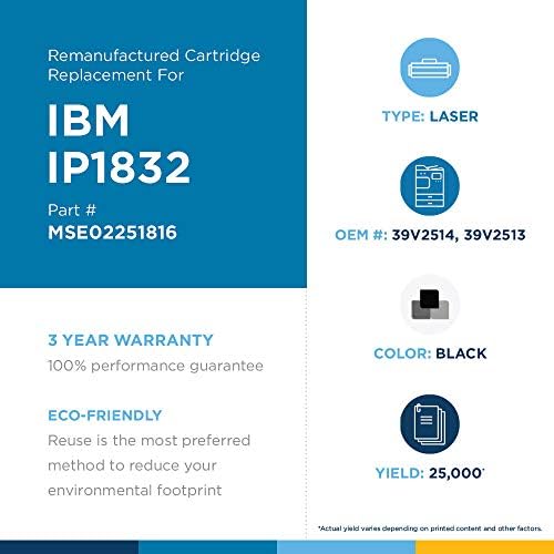 CLOVER MSE Brand Remanufacused Toner Cartuction Substituição para IBM 1832/1852/1872/1892 | Preto | Alto