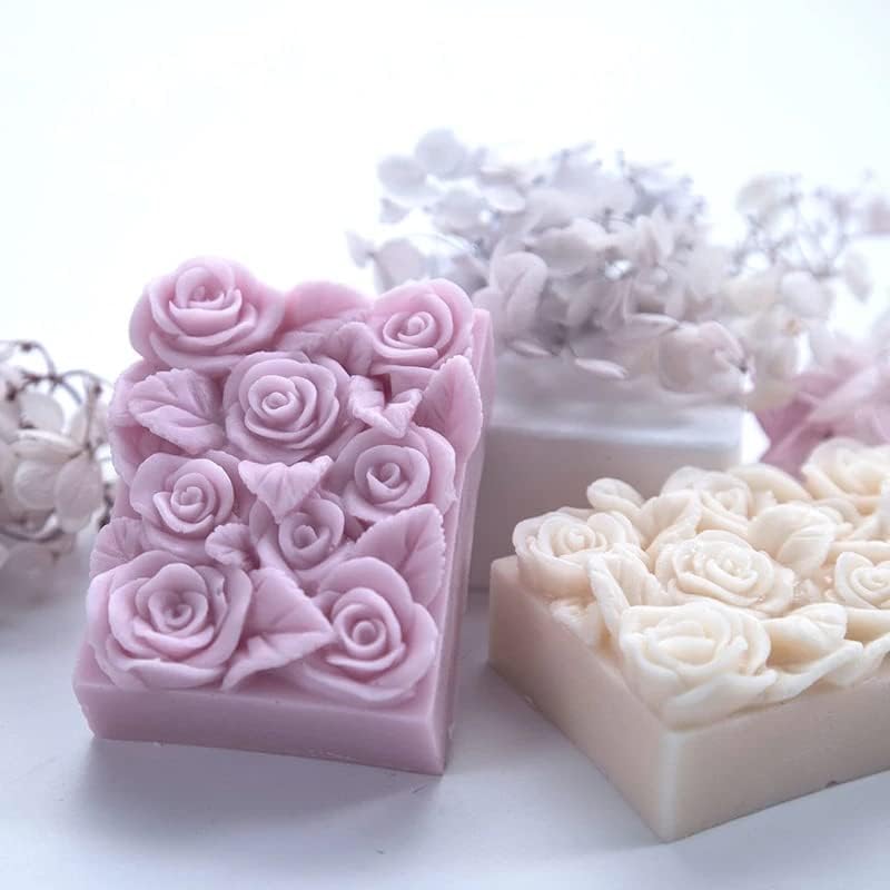 Jafirous 2pcs 3d Flores de rosa Silicone Sopa de molde de casamento Decoração de bolo de chocolate fondant bolo