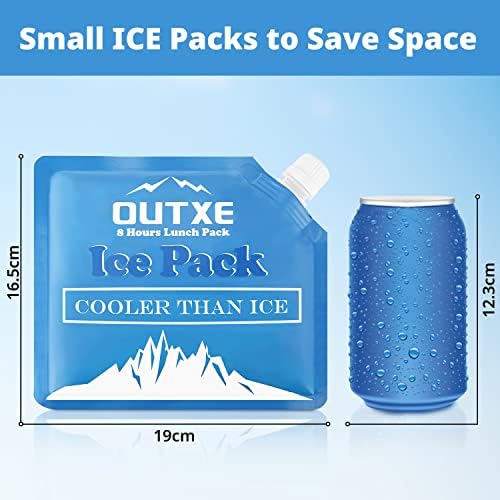 Pacotes de gelo outxe para lancheira, pacotes de congeladores reutilizáveis ​​de longa duração para