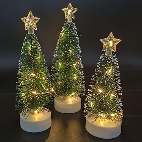 DinQ Artificial Pequena Árvore de Natal, Árvore de Natal Pequena com Cordas de LED, Chapéu de Estrela da