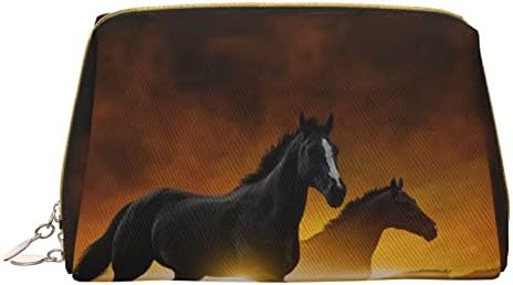 Ognot Cavalos Negros Núsculas brilhantes Bolsa de higiene pessoal Organizador de viagens para homens e mulheres,