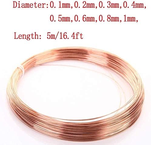 Yuesfz 99,9% Fio de cobre puro 5m/16,4ft T2 Bare Cu Metal Metal Linha sólida para jóias artesanais DIY