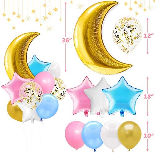Gênero Revelação Decorações de festa Twinkle Twinkle Little Star Banner Pink Blue Gold Star Bolo Topper Lua