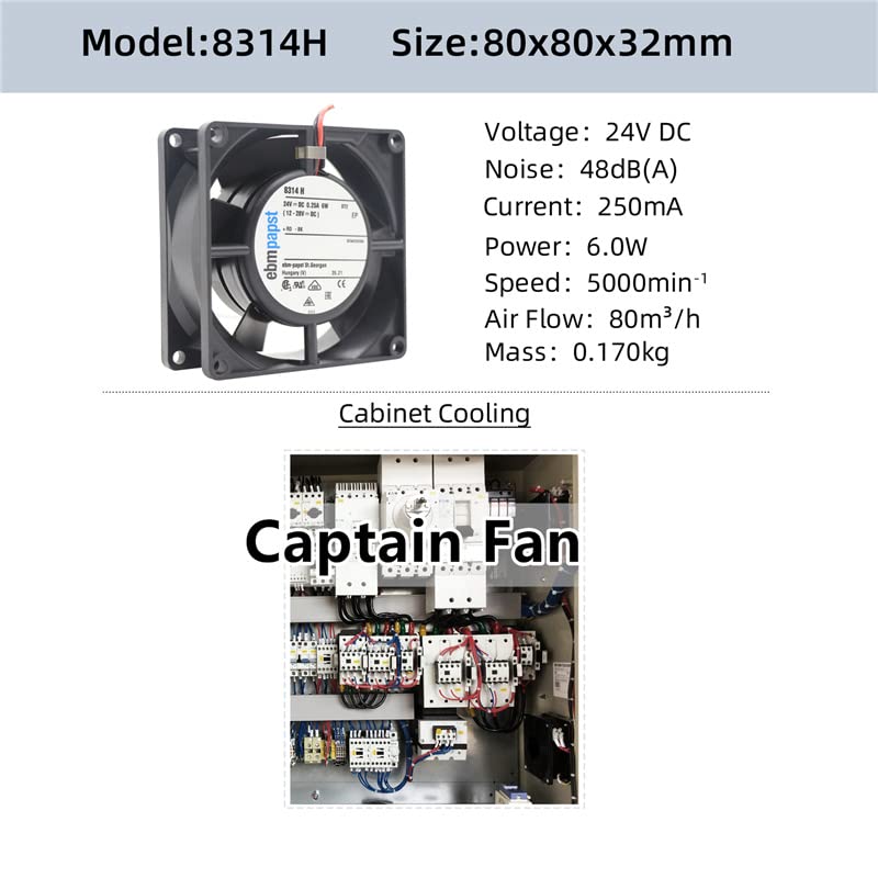 8314H EBM Papst Fan DC 24V Fan 6W 0,25A 8032 80 * 80 * 25mm 250mA de resfriamento axial para gabinete