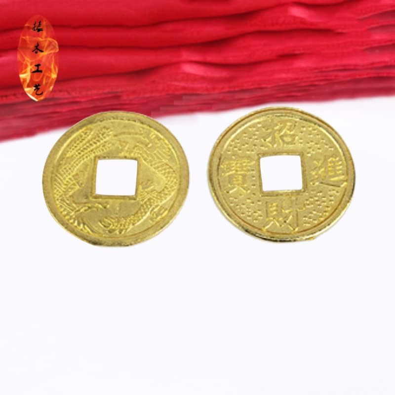Qiankao 招财 进宝 2,5cm 1,5cm 3cm 2cm 十帝 铜 钱 纪念币 镀 金色 金色 金色 金色